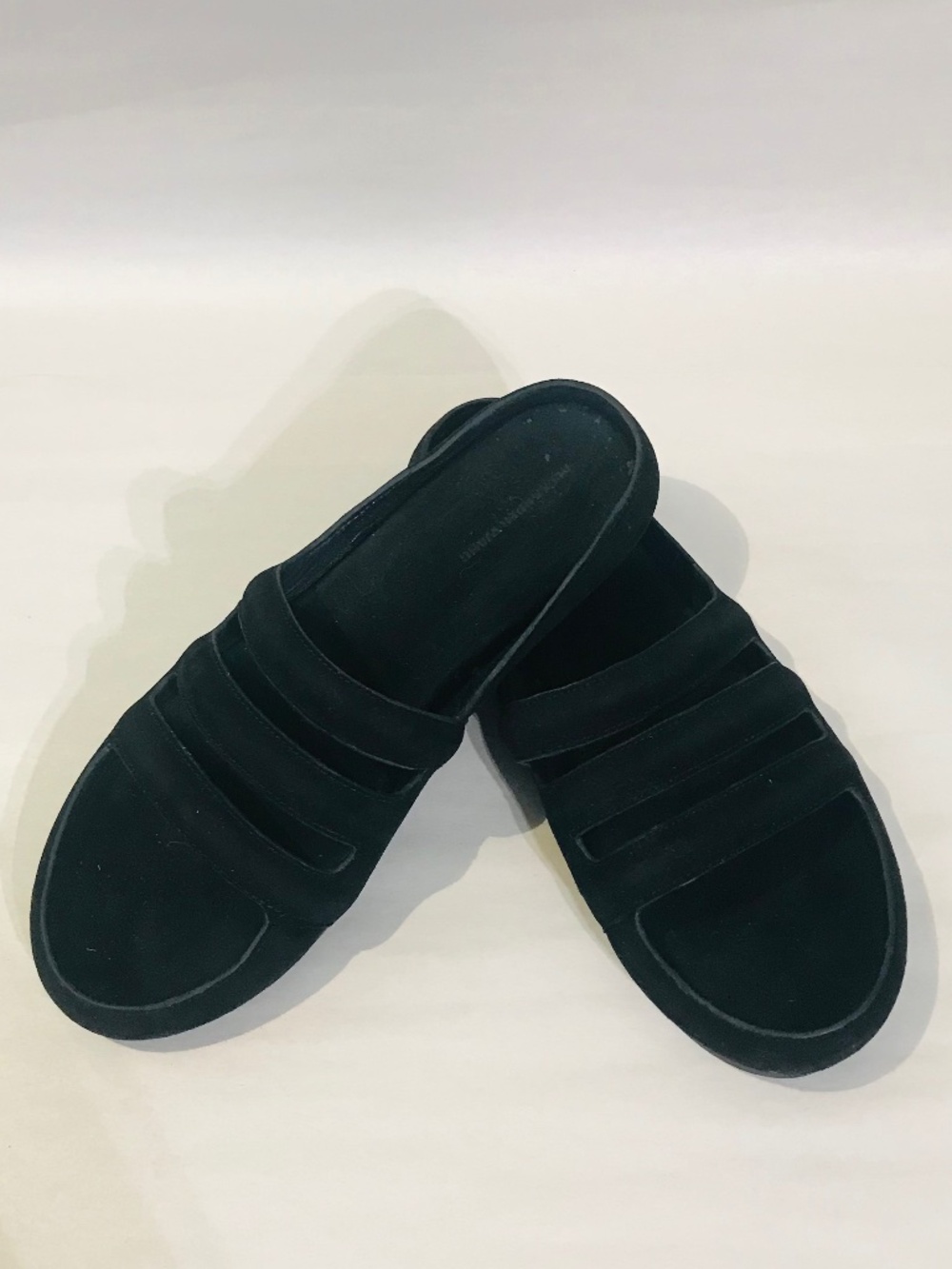 Alexander Wang Suede Black Leather Casualc Slides Strappy Sandals Slip Ons 8